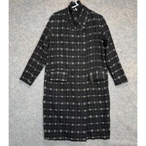 TRANSIT PAR SUCH Wool Blend Coat Jacket Womens Large Lined Checkered Long Italy